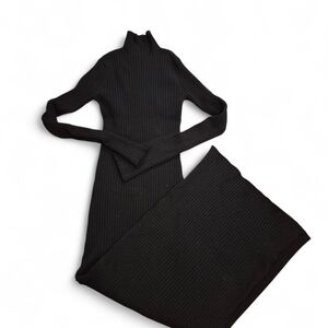 Future Collective Black Ribbed Turtleneck Bodycon Maxi Dress Size XS